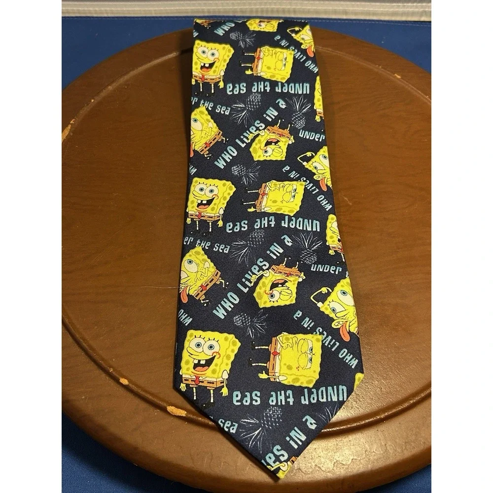 Nickelodeon Sponge‎ Bob Square Pants Who Lives In The Sea Blue Men's Tie Necktie